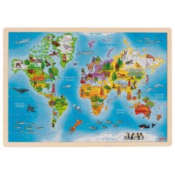 Goki Puzzle en bois la Carte du Monde - Goki