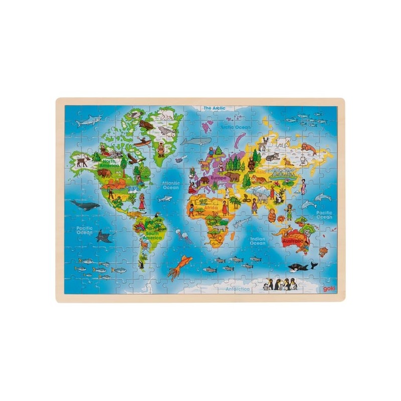 Goki Puzzle en bois la Carte du Monde - Goki