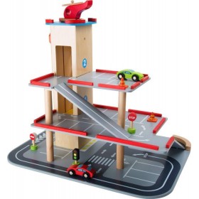 Garage pour petite voiture en Bois avec héliport - Goki