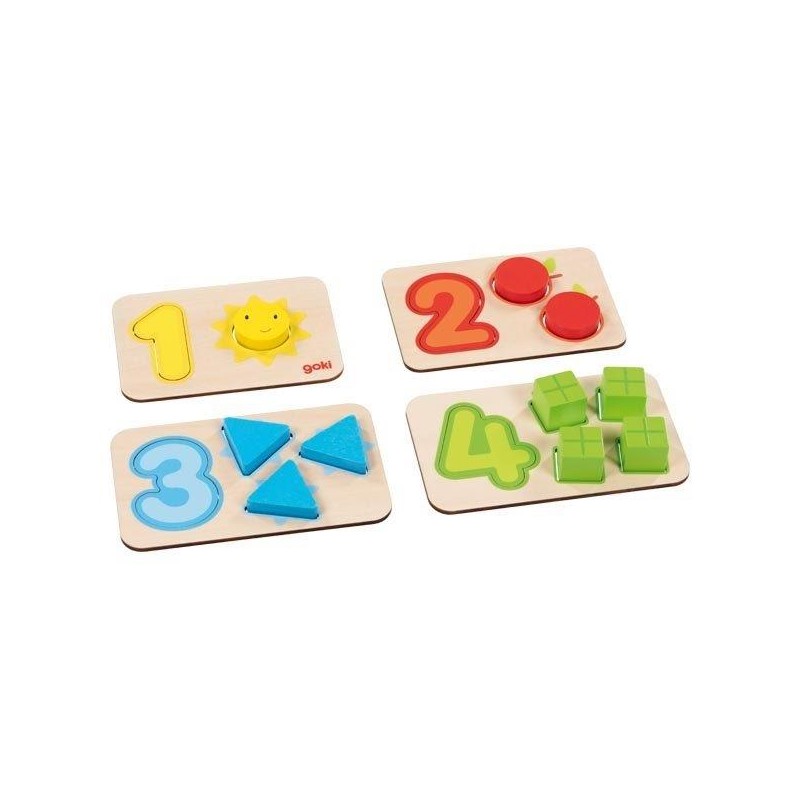 Goki Puzzle Comptage et correspondances les chiffres de 1 à 4 - Goki