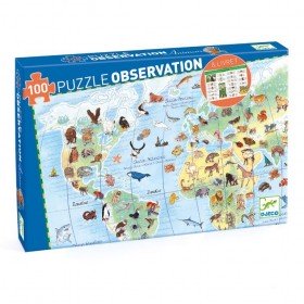 Djeco Puzzle d'observation Les animaux du monde 100pcs - Djeco