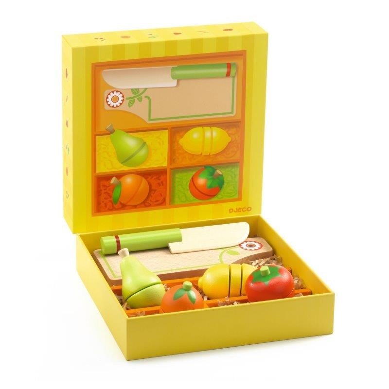 Accessoire marchande- Les Fruits avec scratch en bois - Djeco