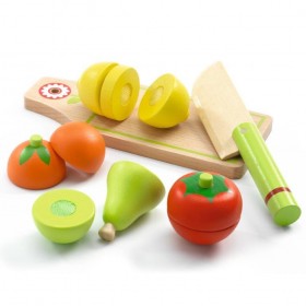 Accessoire marchande- Les Fruits avec scratch en bois - Djeco