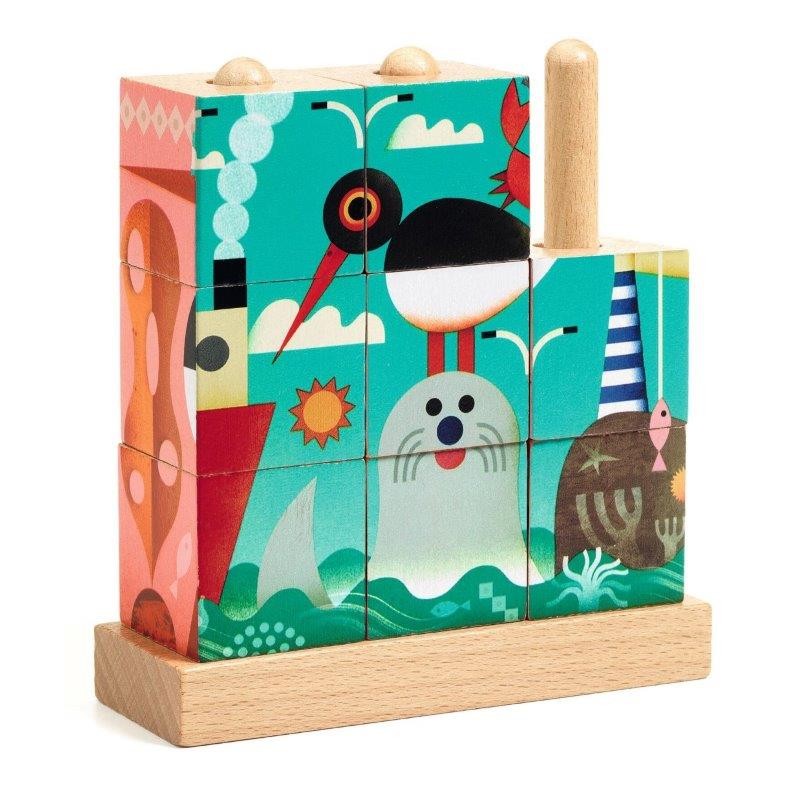 Cube en bois Puzz -up Sea la mer - Djeco