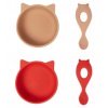 Liewood Set coffret de repas Evan le chat rouge et rose - Liewood