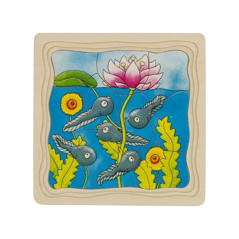 Goki Puzzle en bois Le Cycle de la grenouille 4 couches - Goki