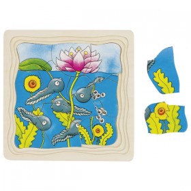 Goki Puzzle en bois Le Cycle de la grenouille 4 couches - Goki