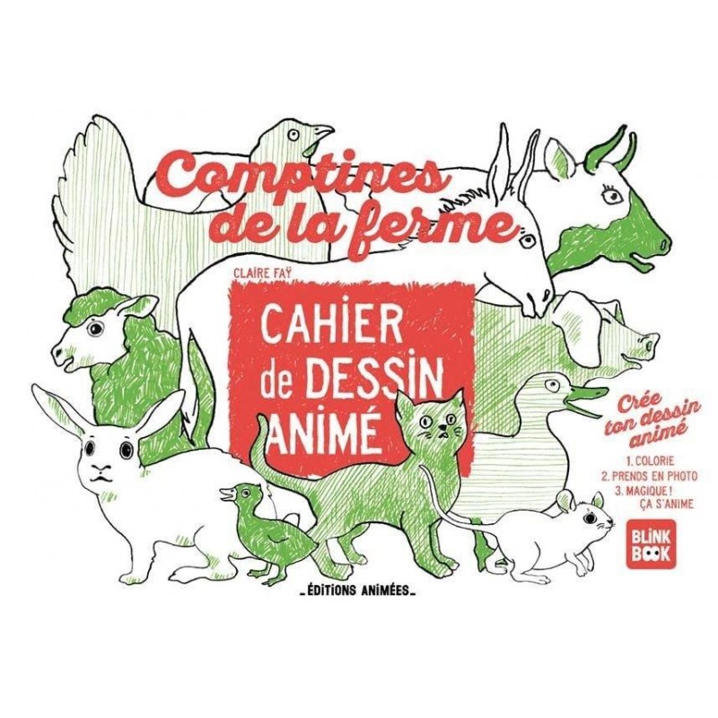 Livre Cahier de dessin Animé Comptines de la Ferme - Editions Animés Blink Book