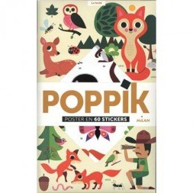 Poppik 60 Stickers  Poster Géant Les animaux de la forêt - Poppik