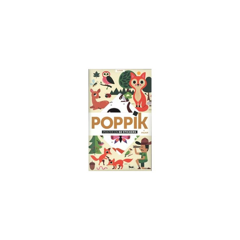 Poppik 60 Stickers  Poster Géant Les animaux de la forêt - Poppik