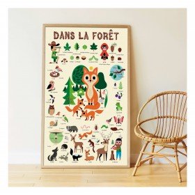 Poppik 60 Stickers  Poster Géant Les animaux de la forêt - Poppik