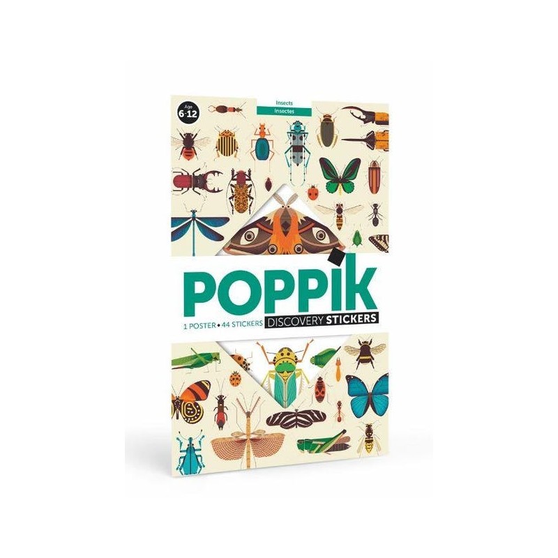 Poppik Stickers 44 gommettes  Poster Géant les Insectes - Poppik