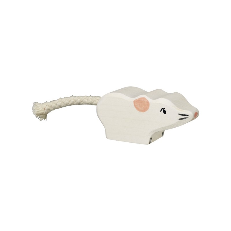 Figurine en Bois Holztiger La Souris Blanche - Holztiger