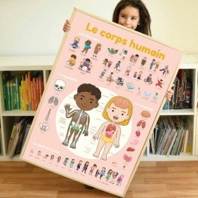 Poppik Stickers Mon poster sur le Corps Humain en 49 gommettes - Poppik