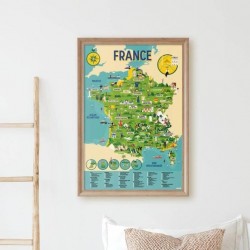 Poppik Le poster stickers la Carte de la France en 88 gommettes