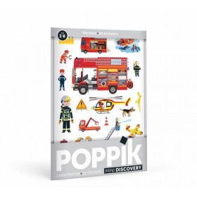 Poppik mon mini poster des pompiers en 22 stickers - Poppik