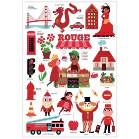 Poppik Découvre la couleur Rouge grâce à la Ville en 21 stickers - Poppik