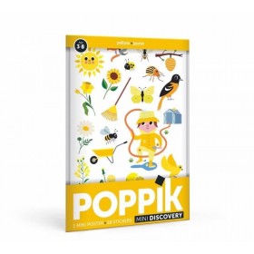 Poppik découvre la couleur jaune grâce aux 24 stickers sur le Théme du Jardin - Poppik