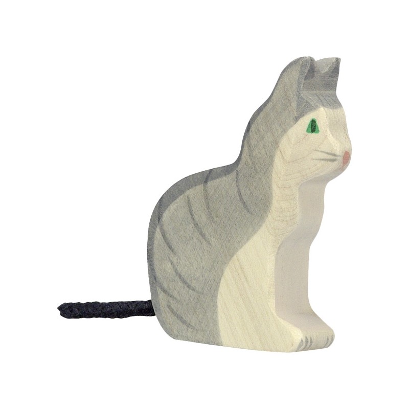 Holztiger le Chat assis Gris en bois - Holztiger