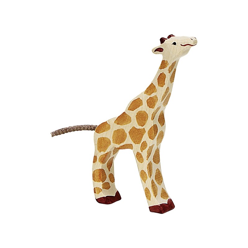 Holztiger Figurine en Bois la petite Girafe mangeant - Holztiger