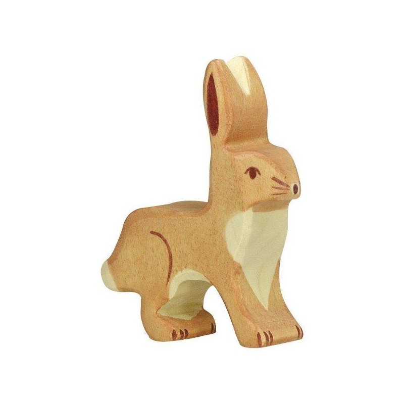 Figurine en Bois Holztiger Lapin oreilles en l'air - Holztiger