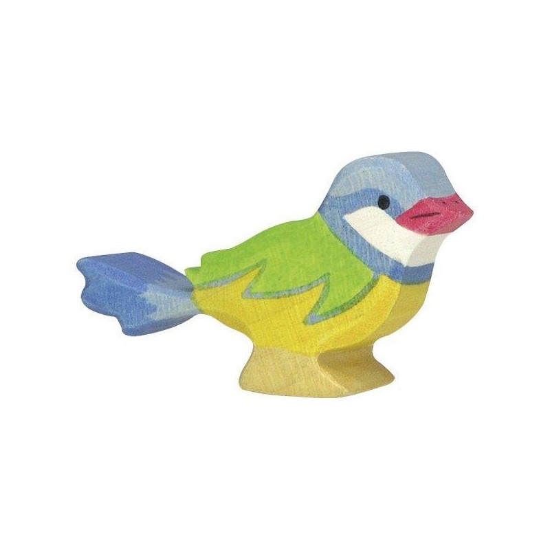 Figurine en Bois Holztiger oiseau la Mésange Bleue - Holztiger