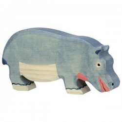 Figurine en Bois Holztiger l'hippopotame mangeant - Holztiger
