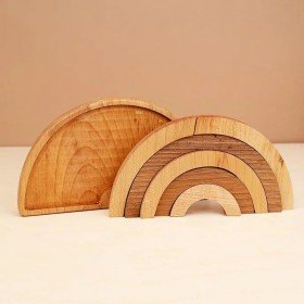 Puzzle arc en ciel en bois brut - Oyuncak House