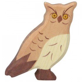 Figurine en Bois Holztiger le hibou marron - Holztiger