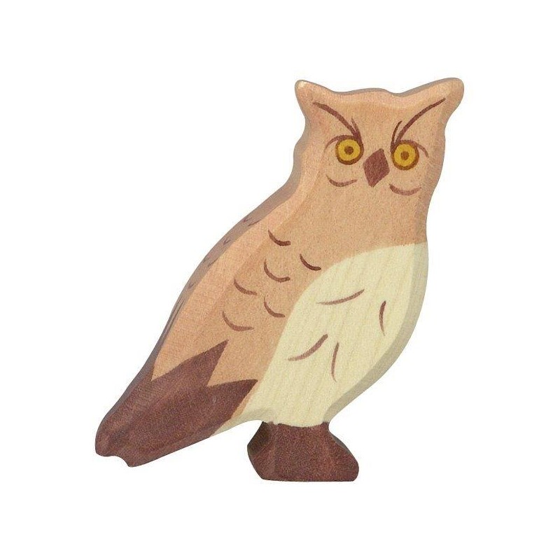 Figurine en Bois Holztiger le hibou marron - Holztiger