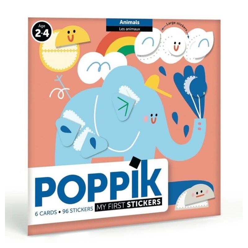 Poppik 6 cartes des animaux 96 Stickers Gommettes - Poppik