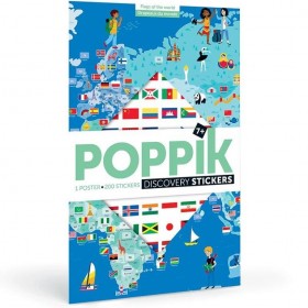 Poppik Les Drapeaux du Monde 1 poster 200 stickers - Poppik