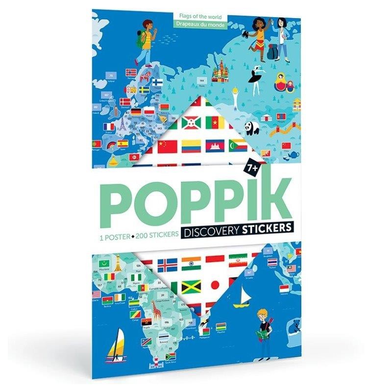 Poppik Les Drapeaux du Monde 1 poster 200 stickers - Poppik