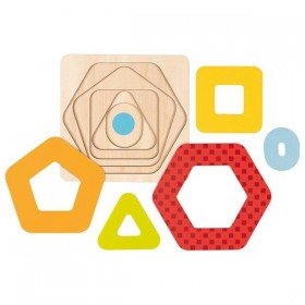 Goki Puzzle à 4 couches Formes format voyage - Goki