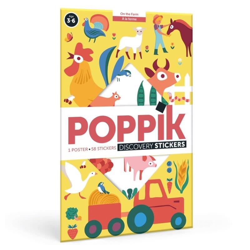 Poppik Stickers Mon poster sur la ferme en 58 gommettes - Poppik