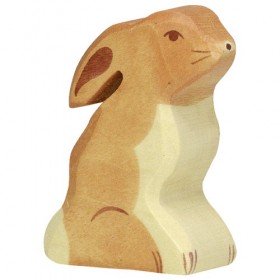 Figurine en Bois Holztiger Lapin Assis - Holztiger