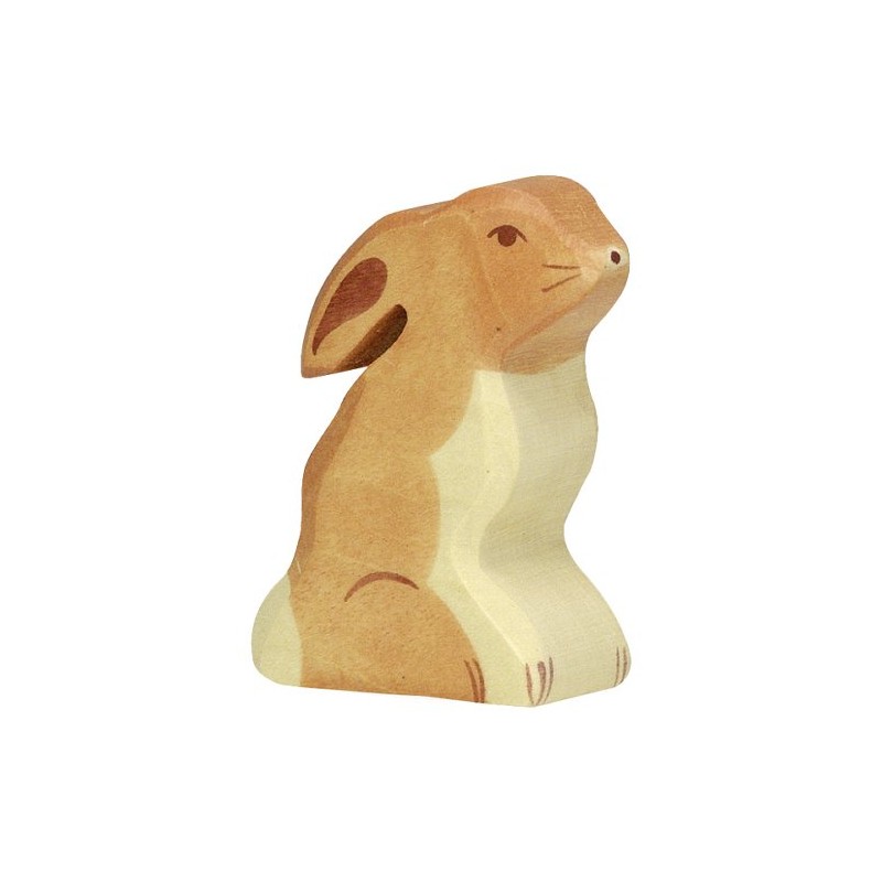 Figurine en Bois Holztiger Lapin Assis - Holztiger