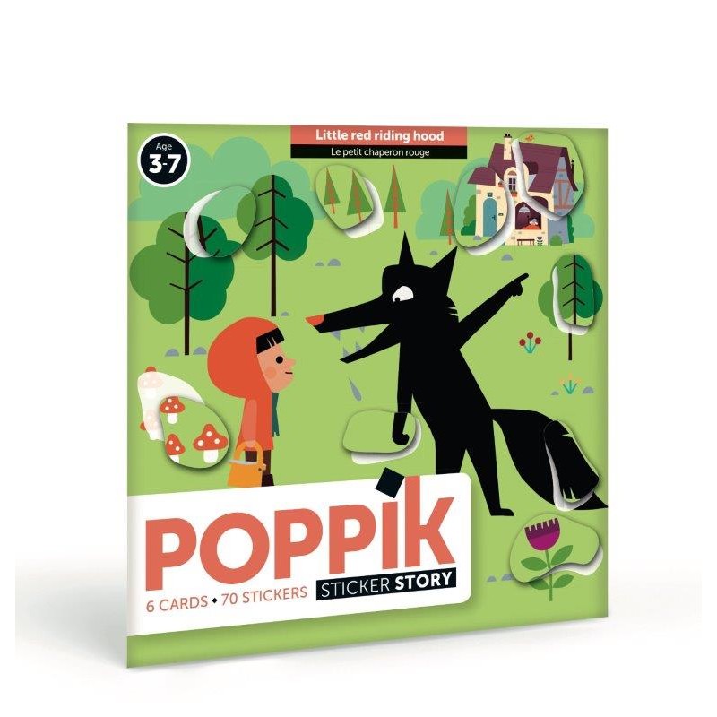 Poppik 6 cartes le petit chaperon Rouge 70 Stickers Gommettes - Poppik