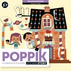 Poppik 6 cartes Hansel & Gretel 70 Stickers Gommettes - Poppik
