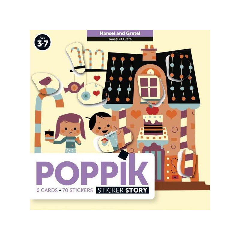 Poppik 6 cartes Hansel & Gretel 70 Stickers Gommettes - Poppik