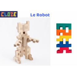 Cloze Set de Construction en Bois Créer Ton Robot - Cloze