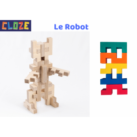 Cloze Set de Construction en Bois Créer Ton Robot - Cloze