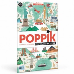 Poppik Le Tour du Monde Poster géant de 71 stickers - Poppik