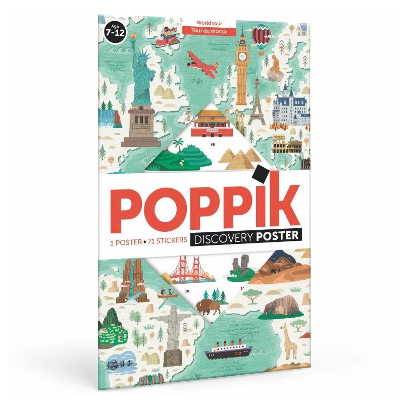 Poppik Le Tour du Monde Poster géant de 71 stickers - Poppik
