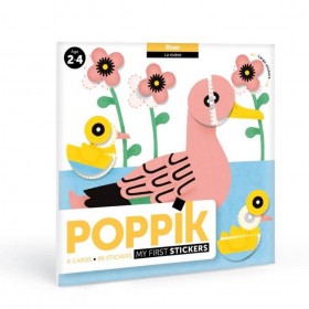 Poppik 6 cartes des animaux de l'eau 96 Stickers Gommettes - Poppik
