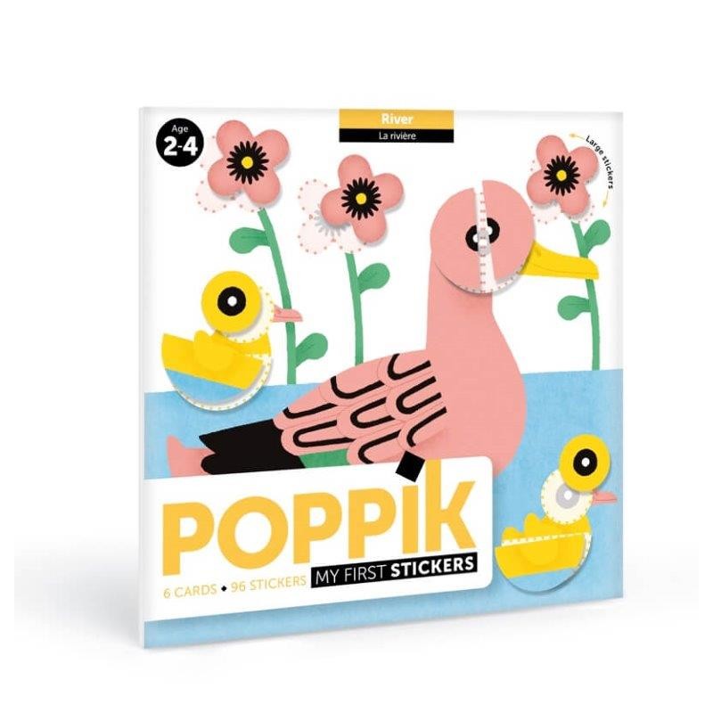 Poppik 6 cartes des animaux de l'eau 96 Stickers Gommettes - Poppik