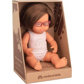 Miniland Poupée Fille avec syndrome de Down à lunettes - Miniland