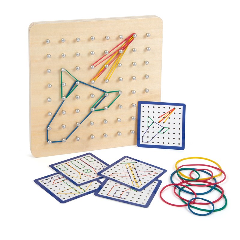 GÉOPLAN EN BOIS graphique avec cartes à motifs et élastiques jouets de EUR  20,21 - PicClick FR