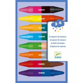 Djeco Coffret de 8 crayons à double coté - Djeco