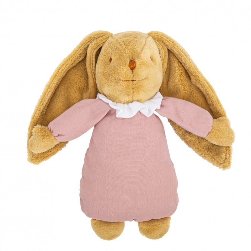 Doudou Trousselier Lapin Vieux Rose musical Coton Biologique - Trousselier